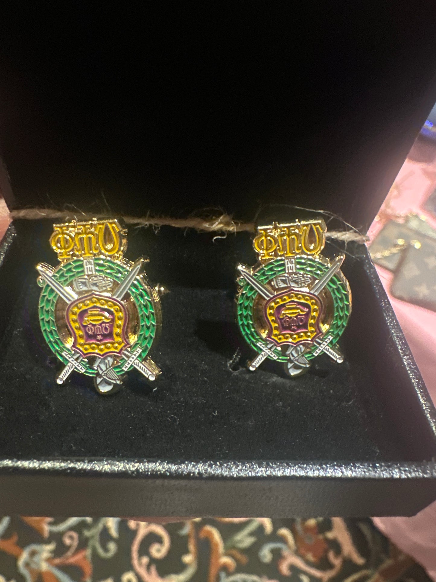 Omega Psi Phi Shield Cuff Links W/Box