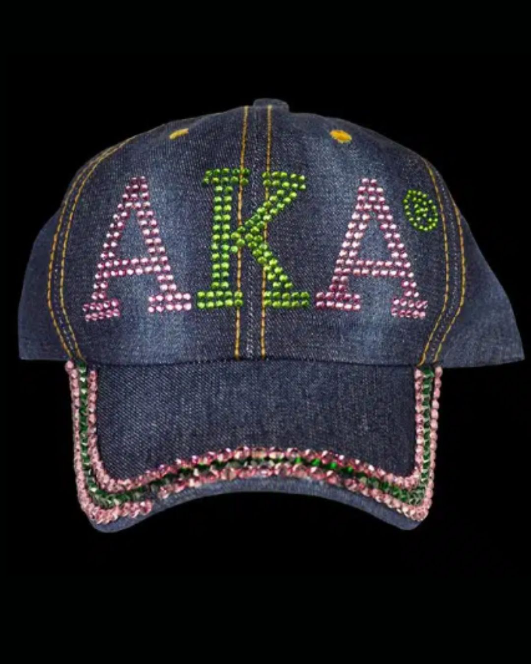AKA Inspired Denim Rhinestone Cap Hat