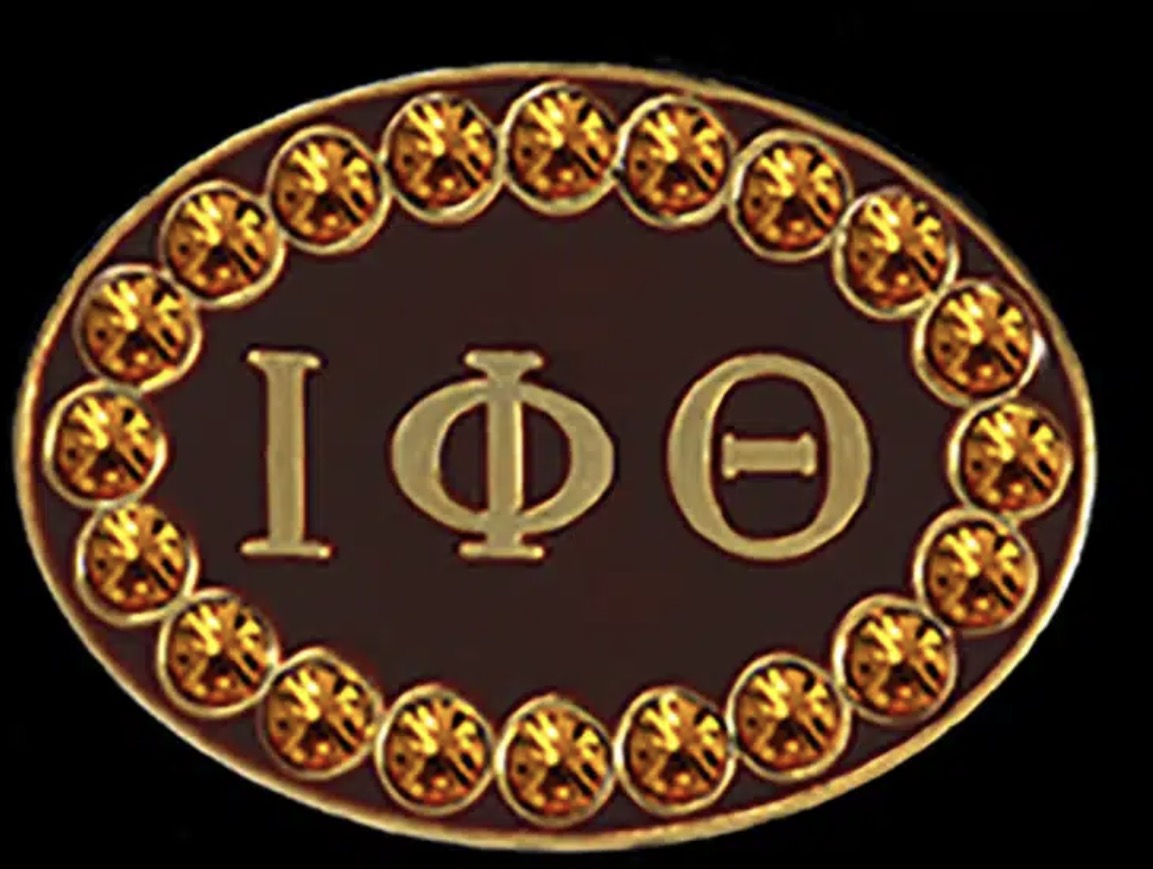 Iota Phi Theta Gold Austrian Crystal Cufflinks In Leatherette Box