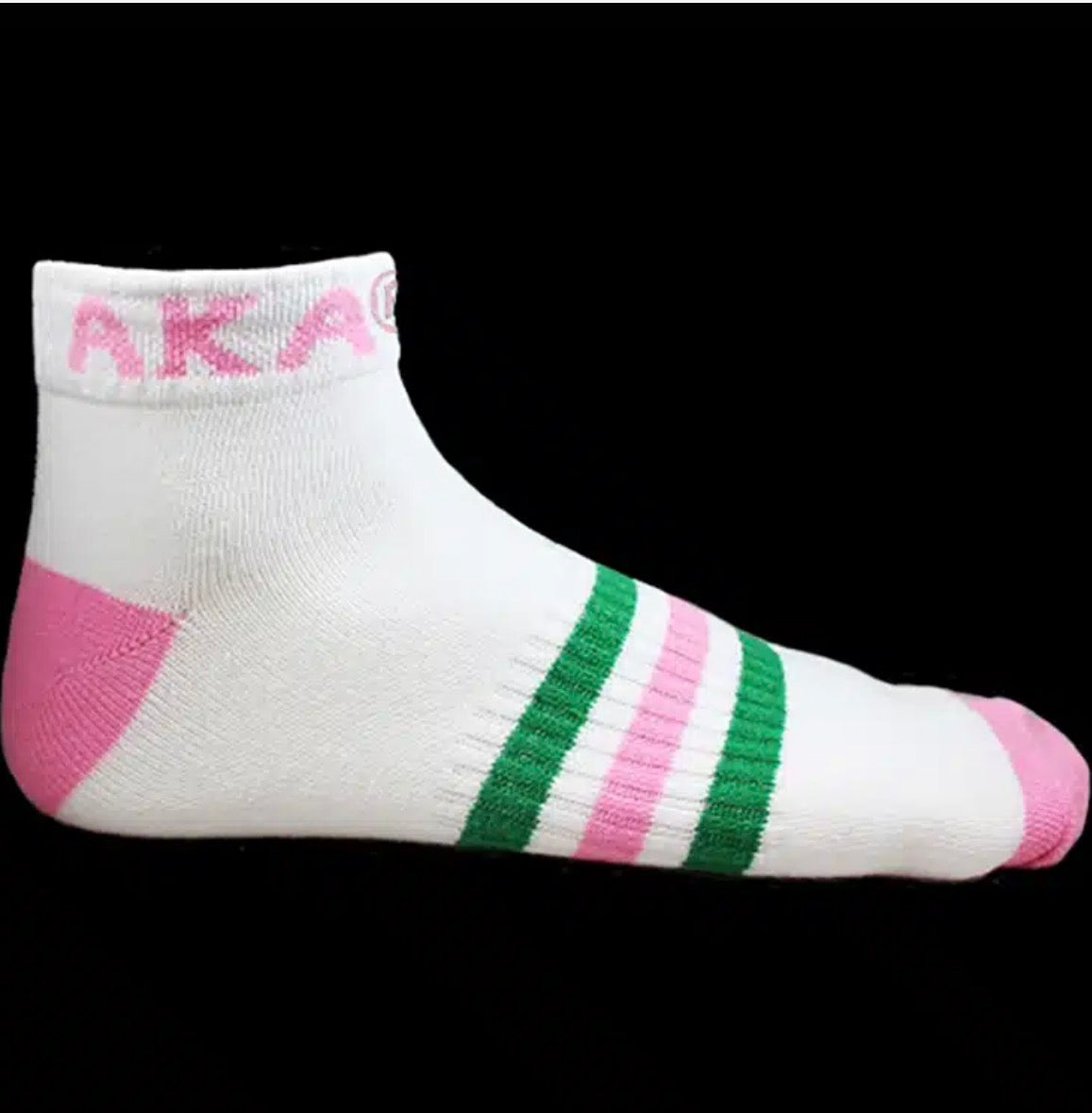 AKA Inspired Ankle Socks White Green and Pink
