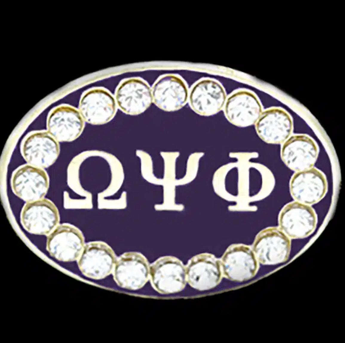 Omega Psi Phi Clear Austrian Crystal Cufflinks In Leatherette Box