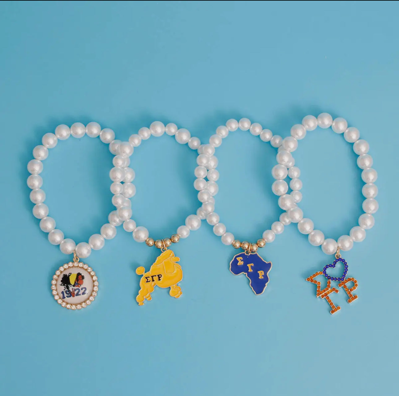 Sigma Gamma Rho Inspired Pearl Bracelet - 4 Strand