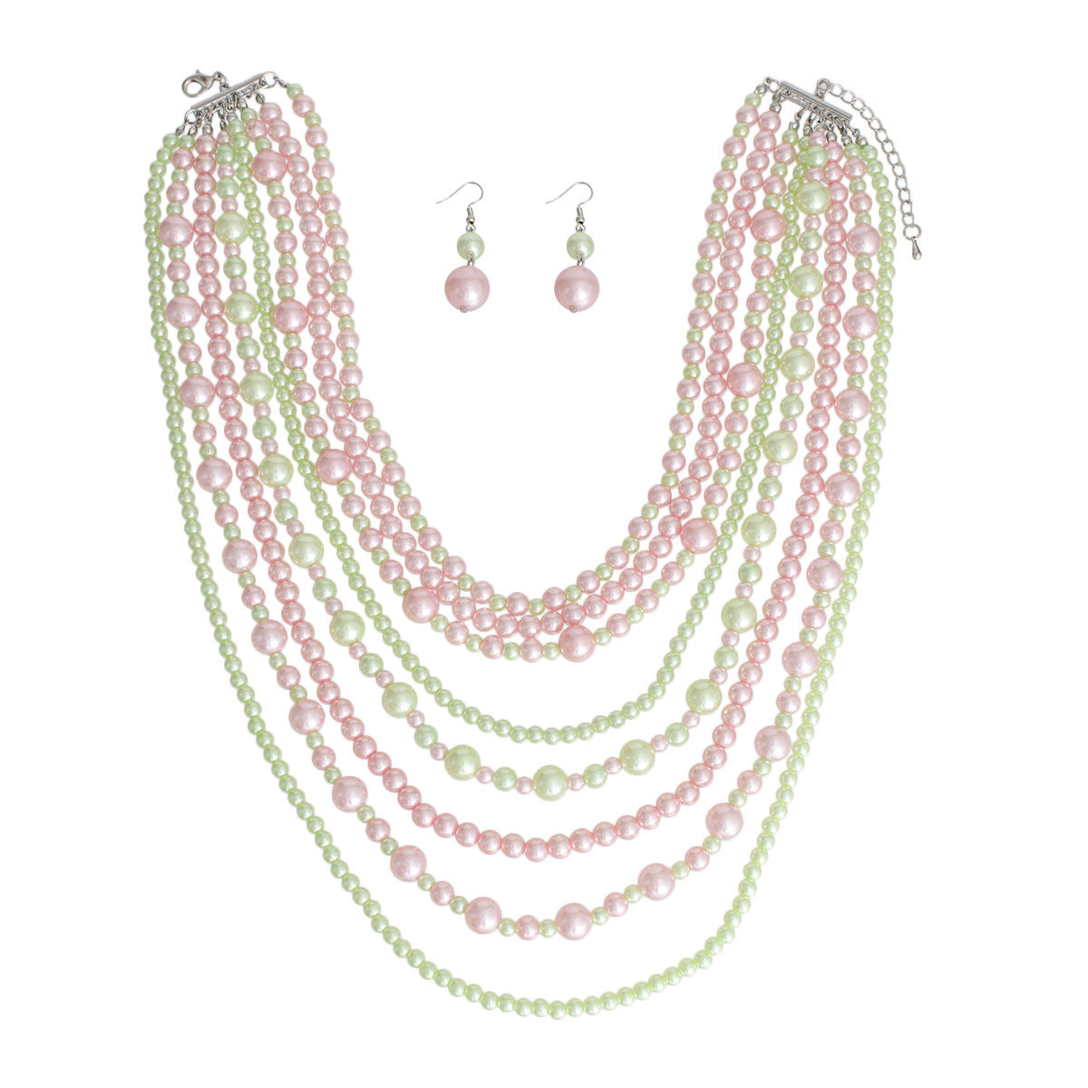AKA Pink and Green Pearls 8 Strand Alpha Kappa Alpha Necklace Set
Pink Green Pearl 8 Strand Set