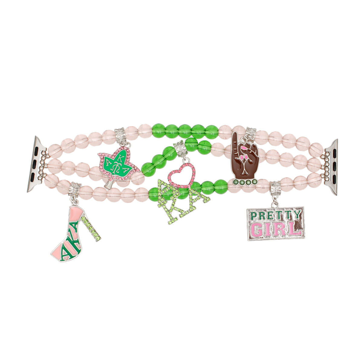 AKA Inspired Watch Band Sorority Pink Green Glass Apple Watch Band for Women