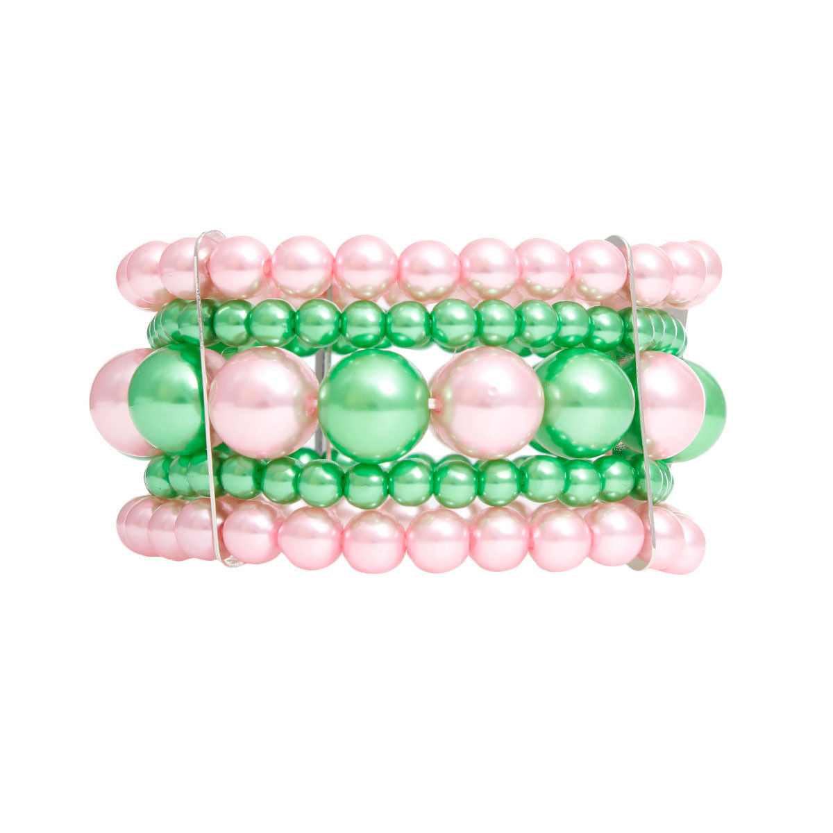 AKA Alpha Kappa Alpha Bracelet Pink and Green Stacked Pearls