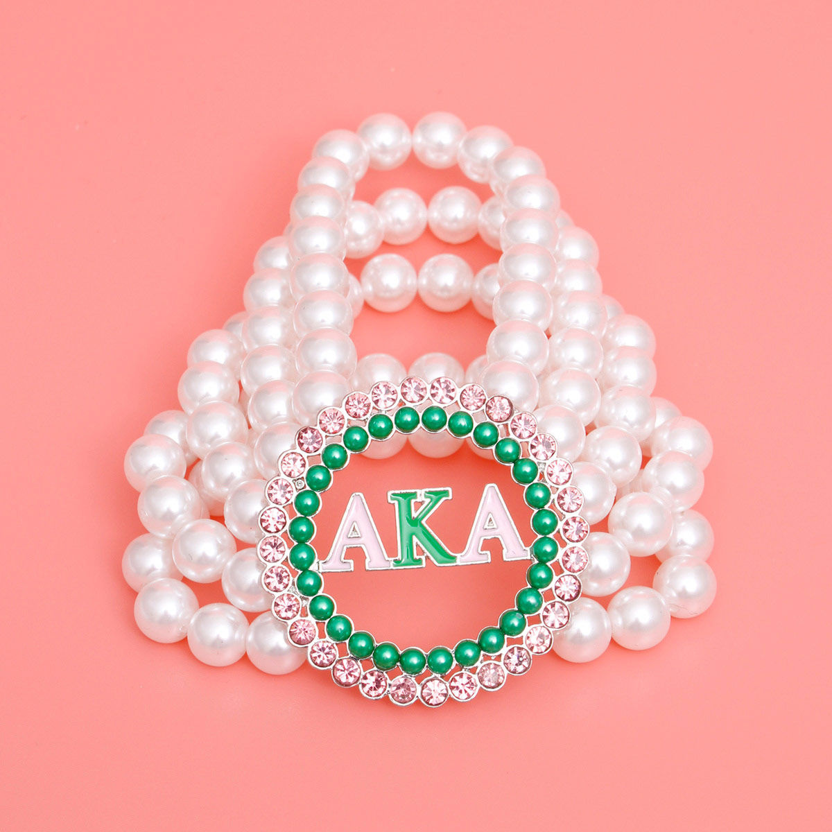 AKA Pearl Bracelet Alpha Kappa Alpha Pink and Green