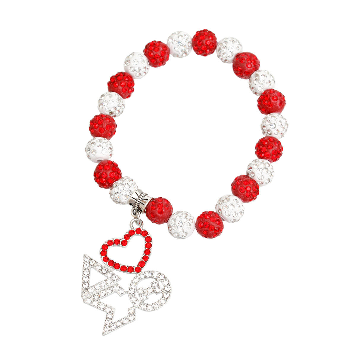 Delta Sigma Theta - DST Red White Bling Sorority Charm Bracelet
