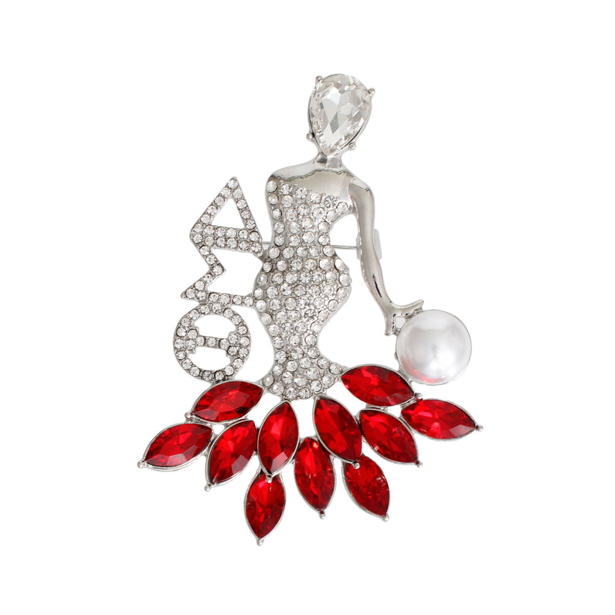 Delta Sigma Theta Red Silver Woman DST Pin|3.25 x 2.25 inches