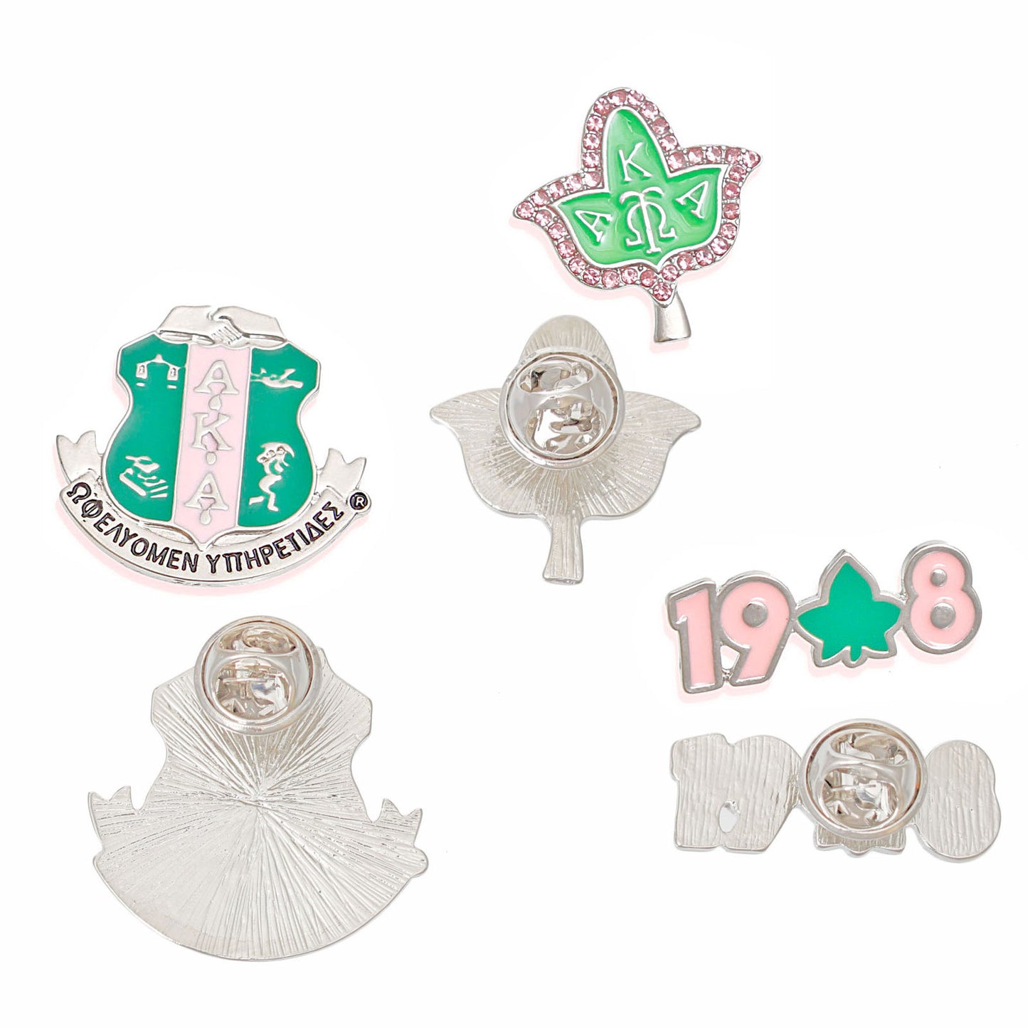 AKA Alpha Kappa Alpha Sorority Pin Set Pink Green AKA