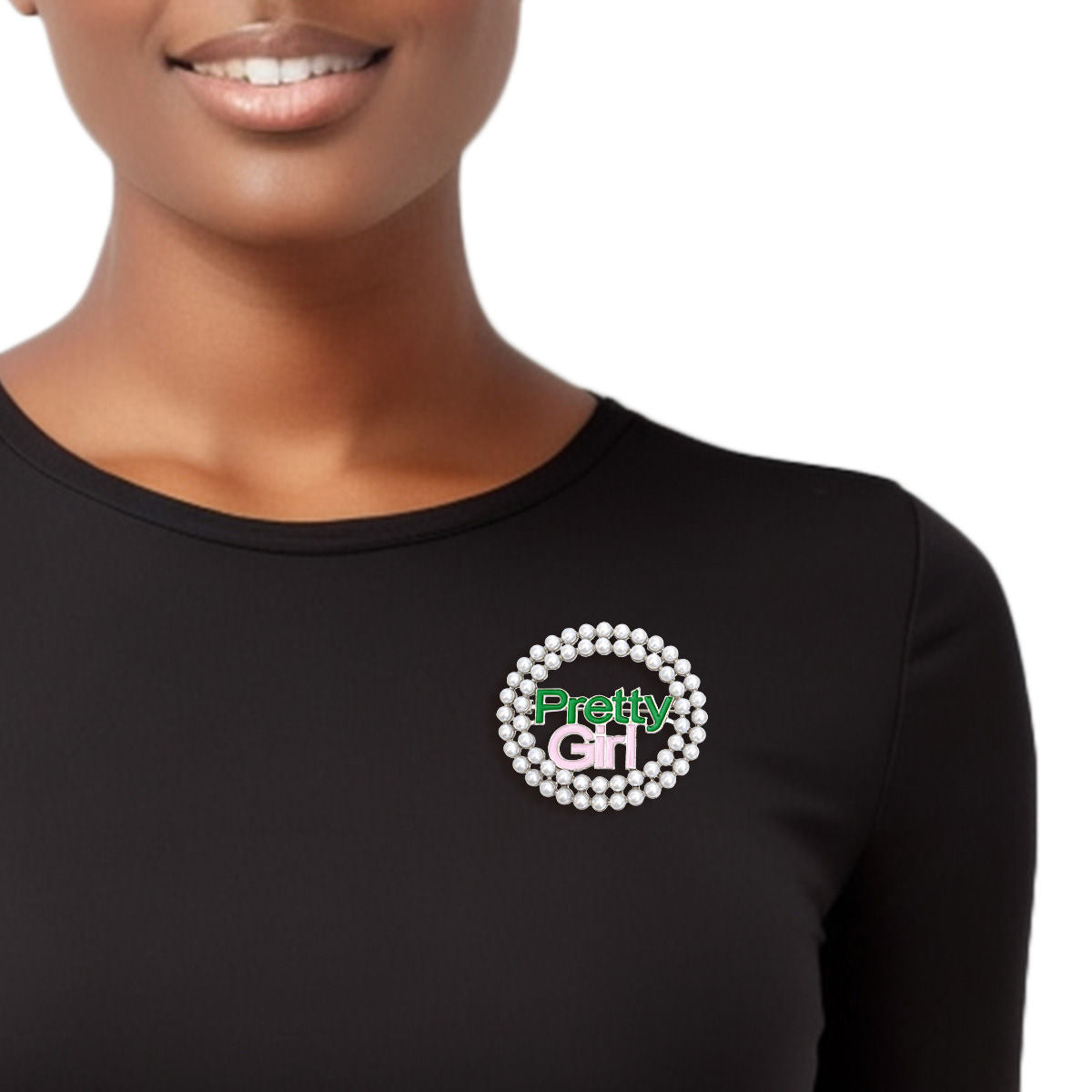 AKA Alpha Kappa Alpha Sorority White Pearl Pretty Girl Brooch