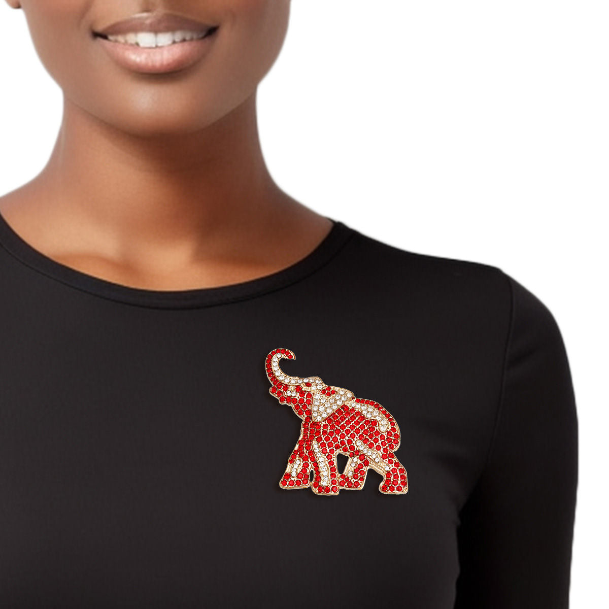 DST Sorority Gold and Red Full Delta Sigma Theta Elephant Brooch
