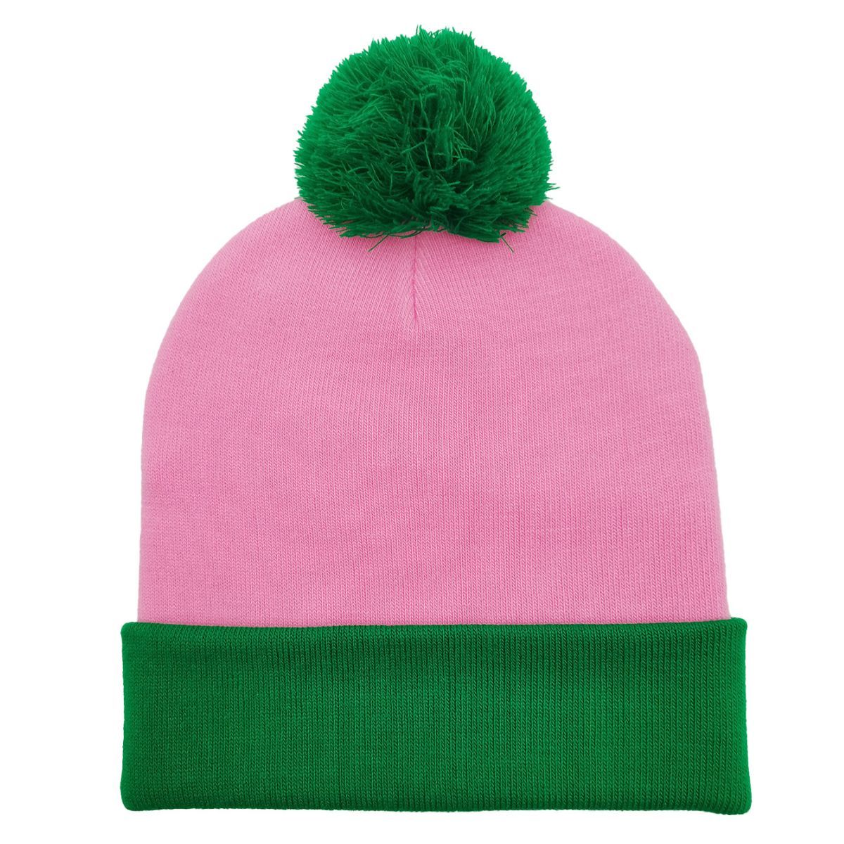 AKA Pink with Green Cuff Beanie Pink and Green Alpha Kappa Alpha