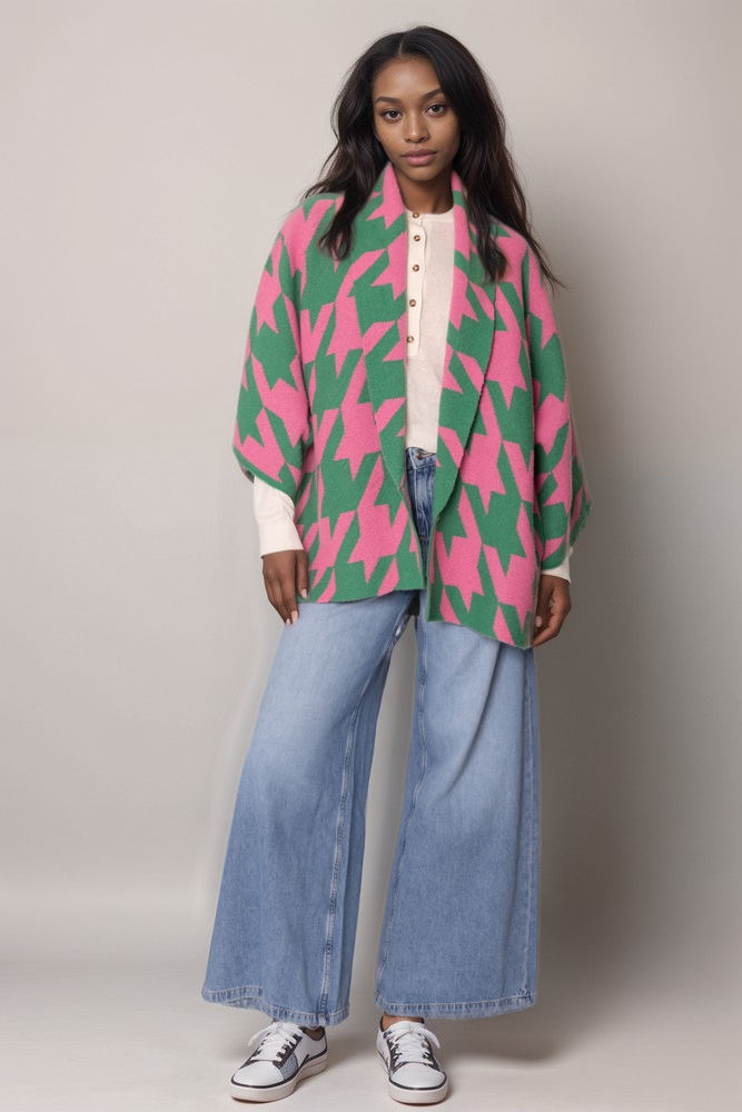 AKA Alpha Kappa Alpha Sweater Sorority Houndstooth Knit Pink Green Car Chic Greek Boutique