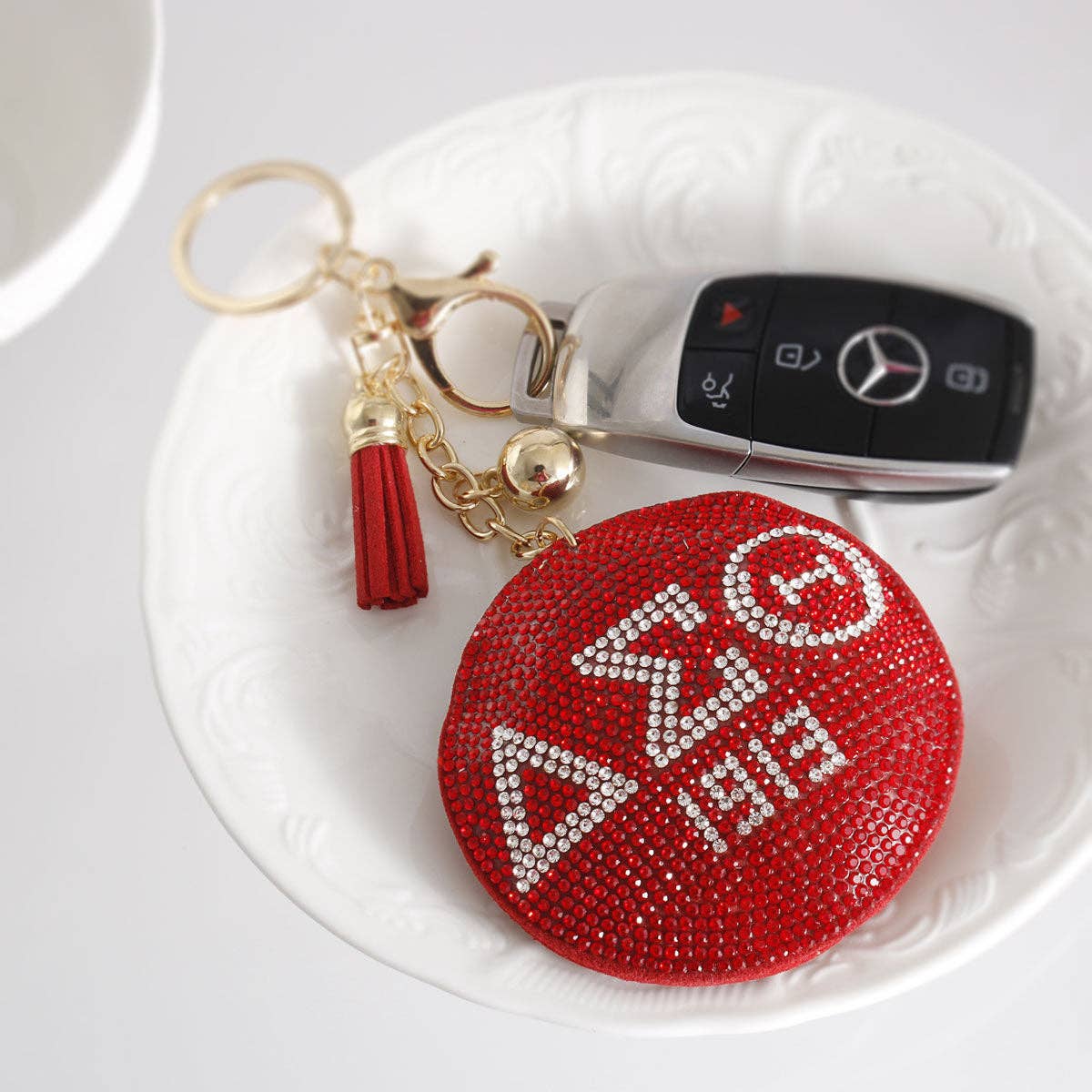 Delta Sigma Theta Inspired Keychain - Red Padded Sorority Keychain