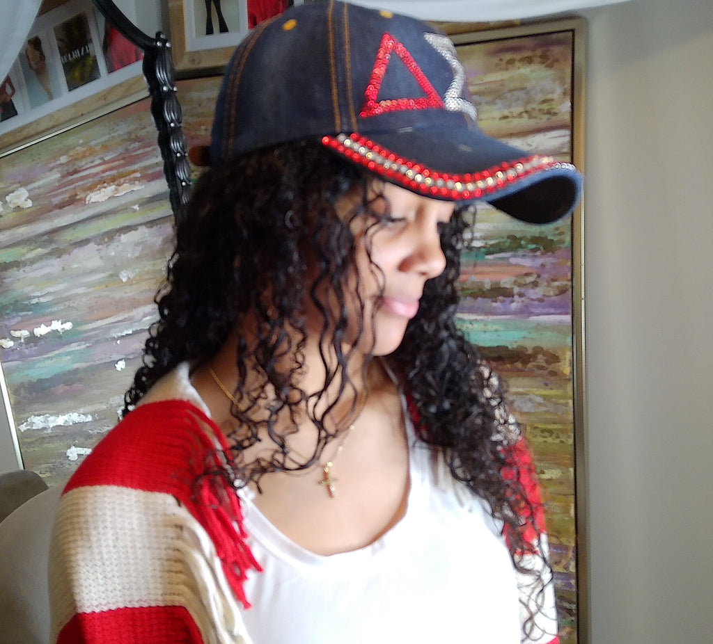 DST Denim Rhinestone Cap Hat Delta Sigma Theta
