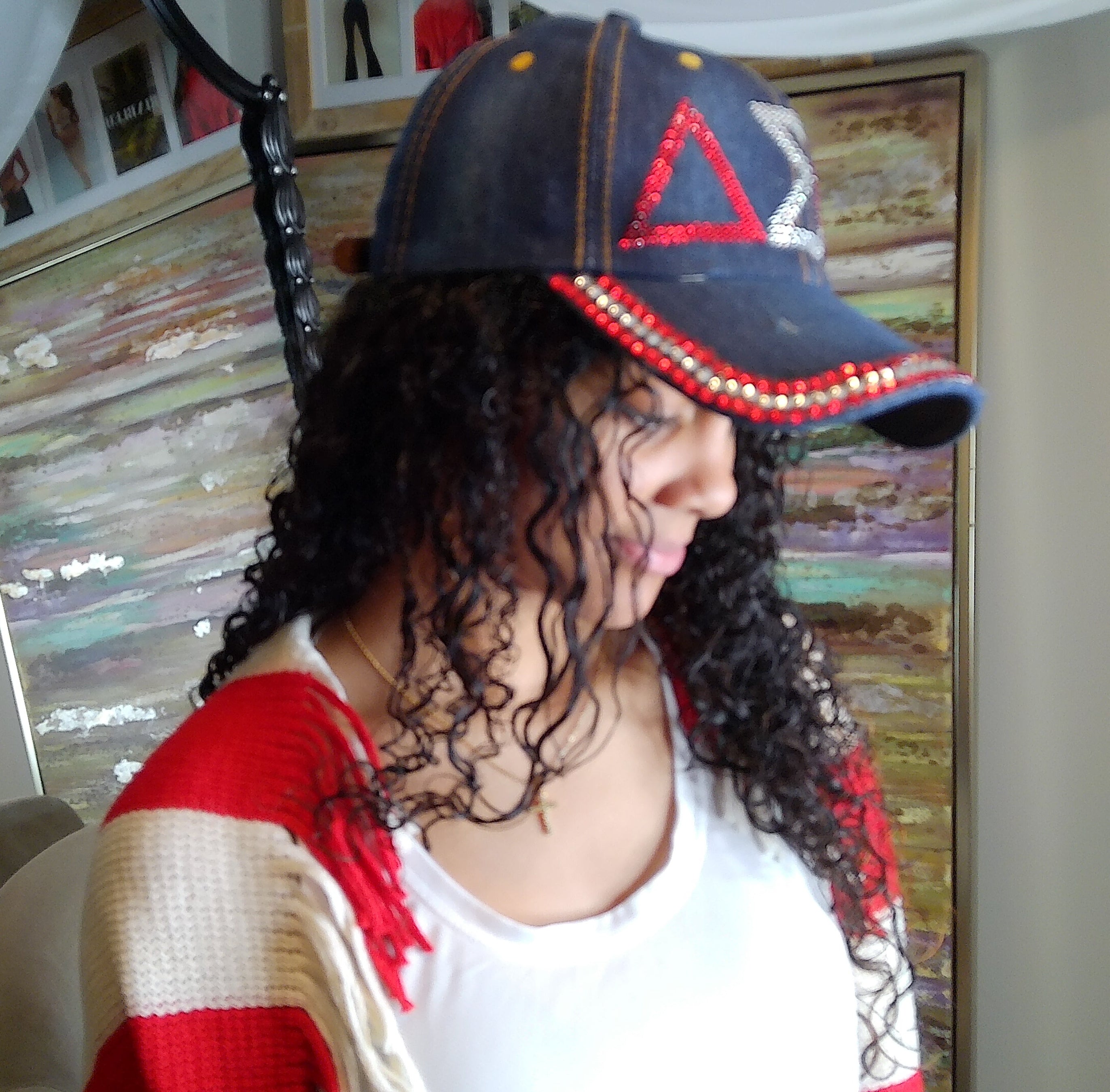 DST Denim Rhinestone Cap Hat Delta Sigma Theta
