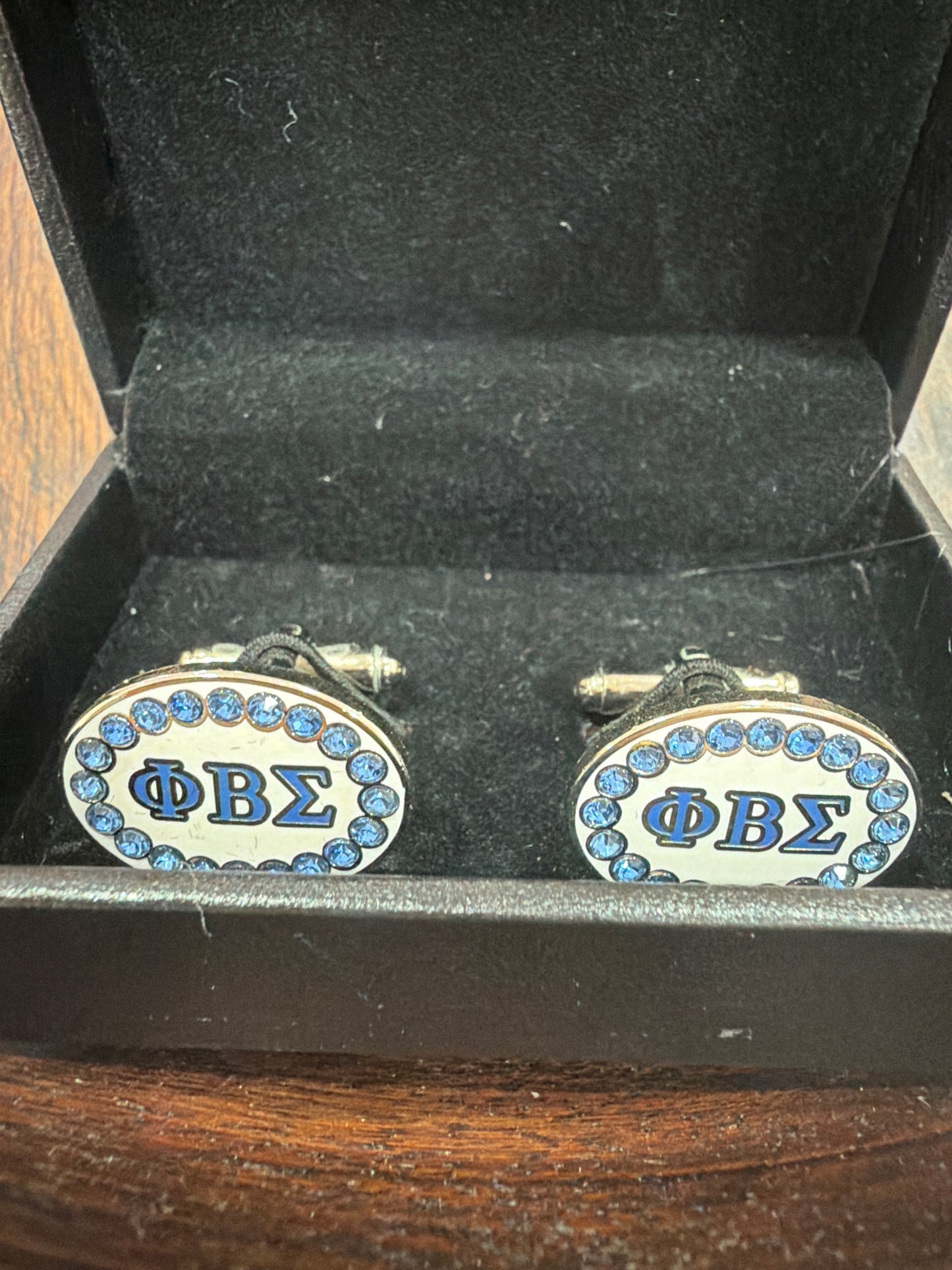 Phi Beta Sigma Austrian Crystal Cufflinks In Leatherette Box
