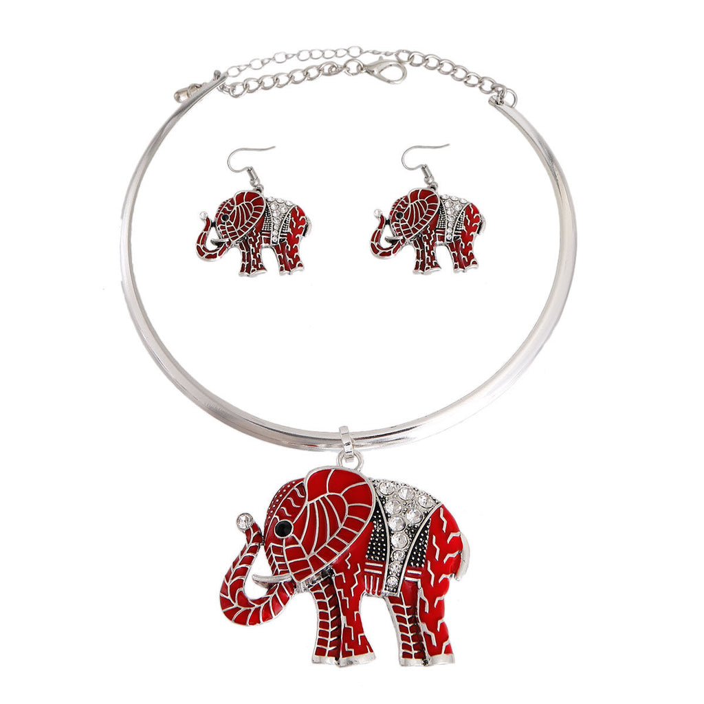 DST Delta Sigma Theta Red Elephant Collar Necklace Set