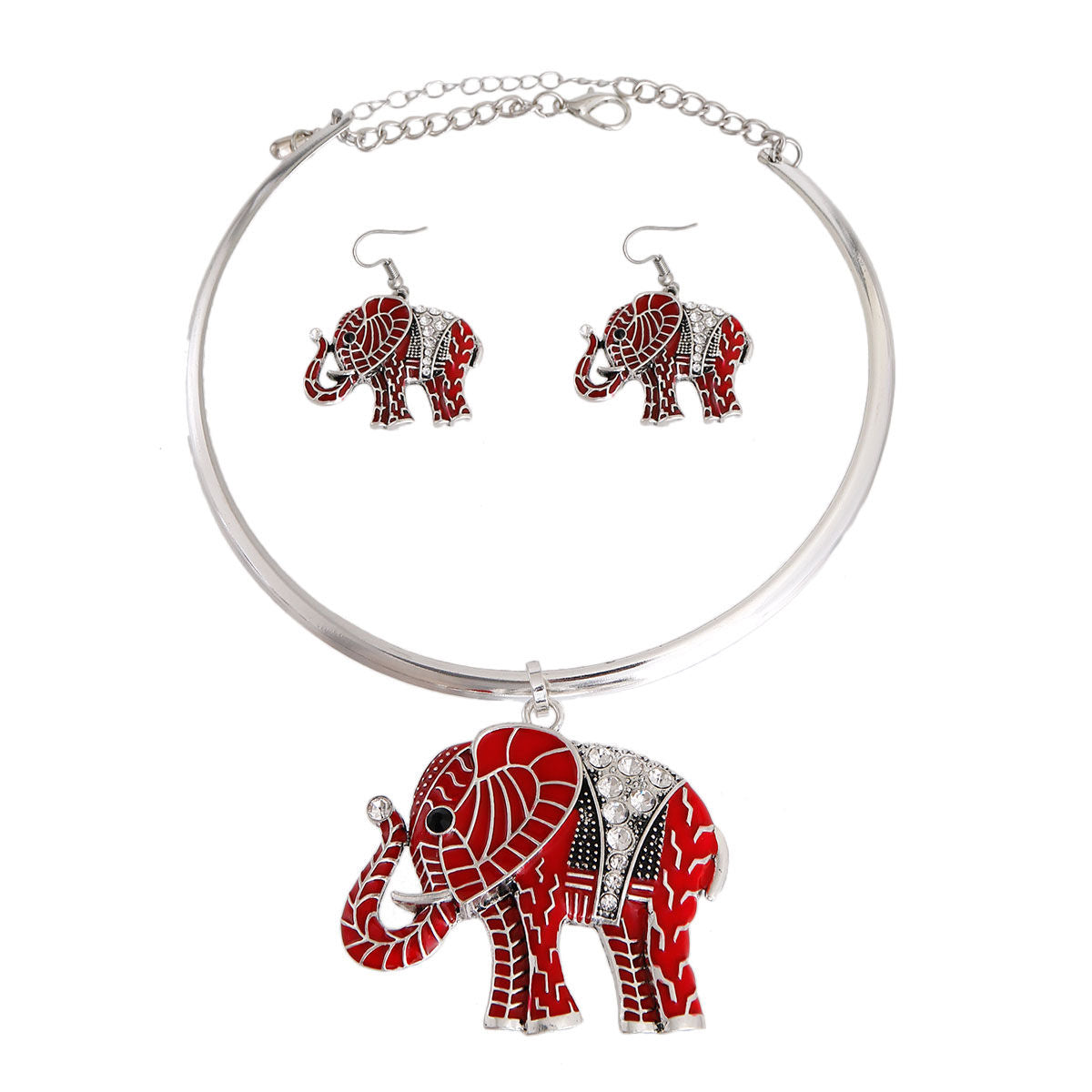 DST Delta Sigma Theta Red Elephant Collar Necklace Set