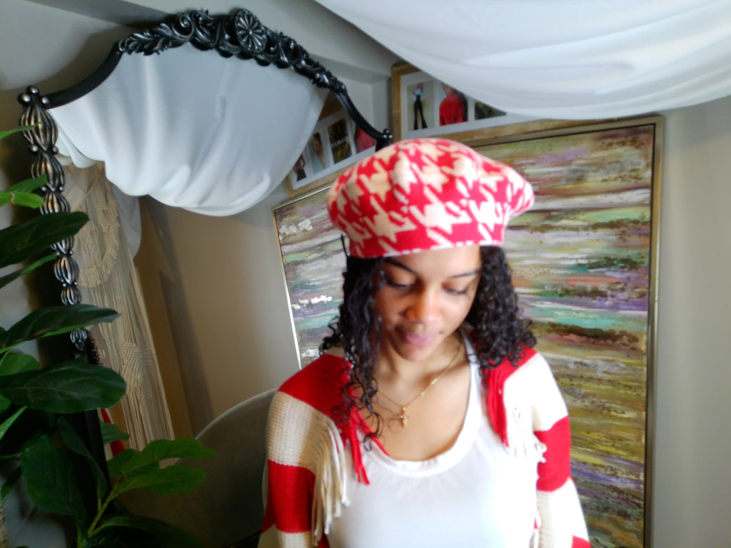DST Inspired Houndstooth Beret Hat