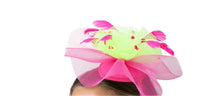 AKA Sorority Inspired Pink Green Hat Ruffle Feather Fascinator