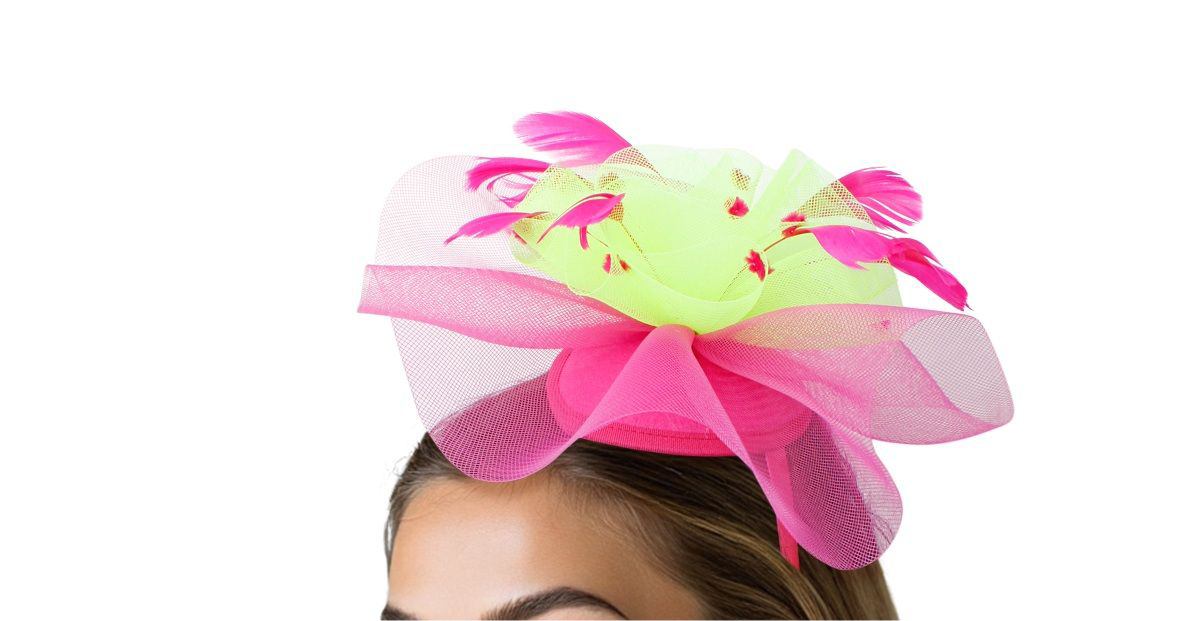 AKA Sorority Inspired Pink Green Hat Ruffle Feather Fascinator