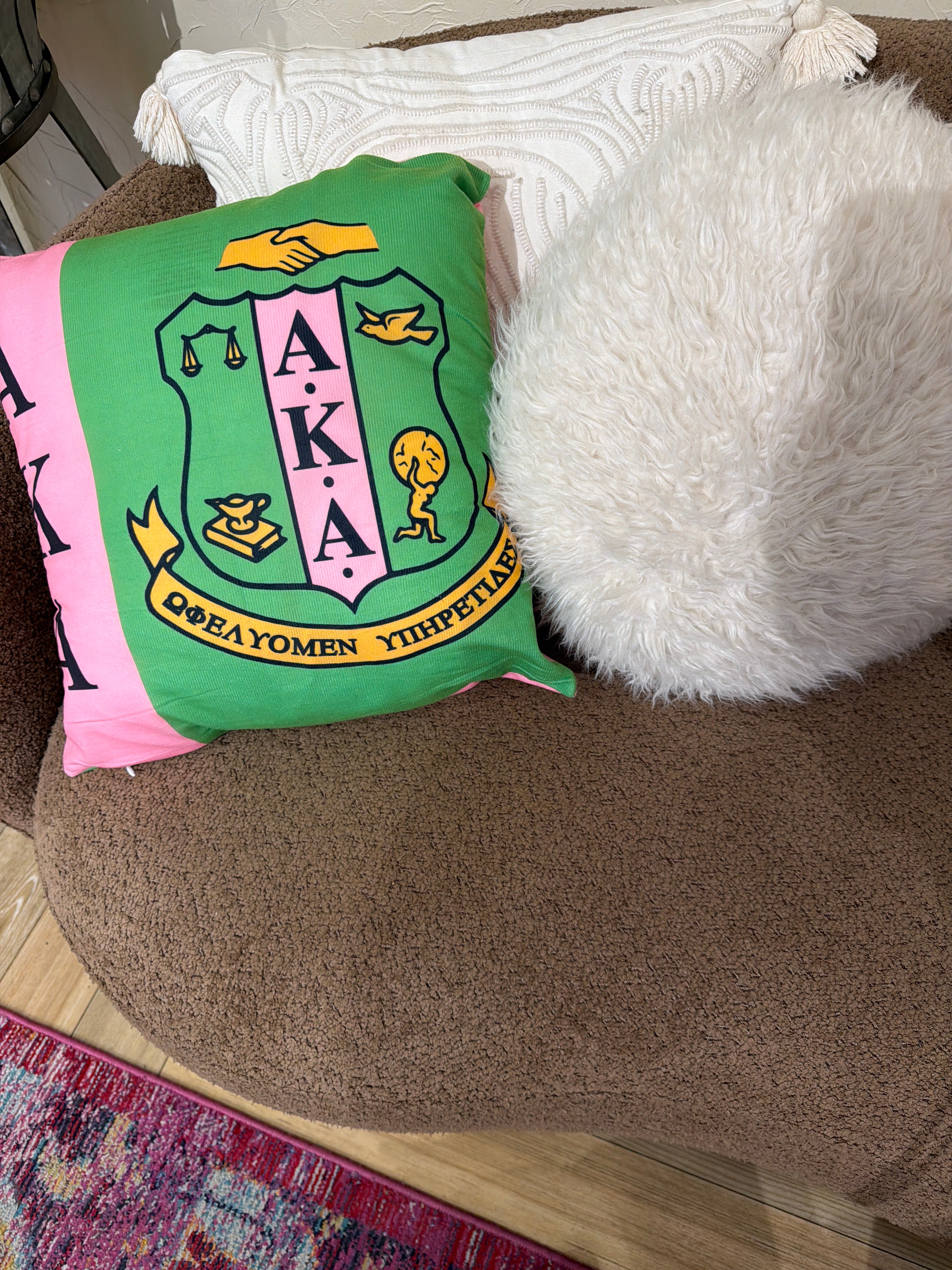 Alpha Kappa Alpha Inspired Pillow 17 inches by 17 inches AKA Paraphernalia