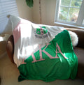 AKA Inspired Blanket Throw 50" by 60" For Alpha Kappa Alpha Women White Pink and Green