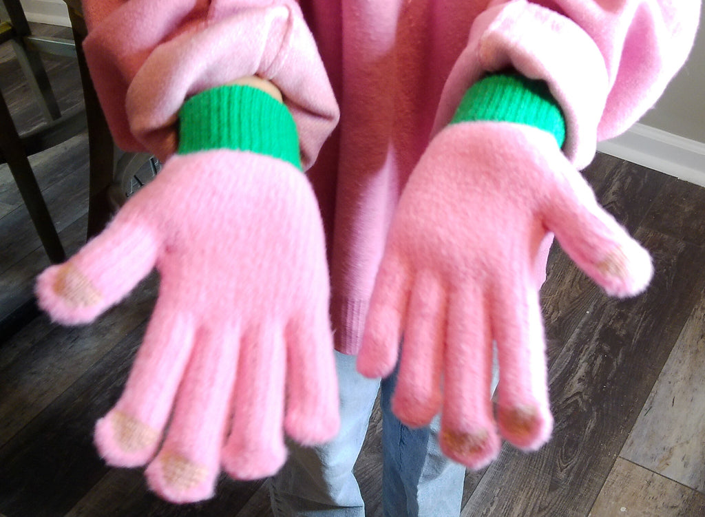 AKA Inspired Pink and Green Smart Gloves Alpha Kappa Alpha Inspired Gloves