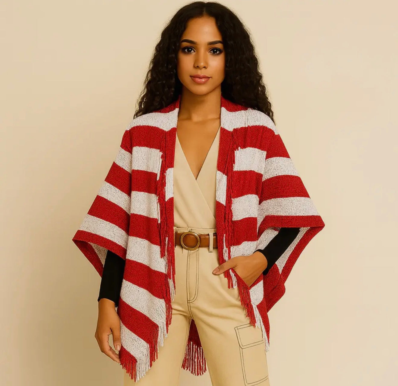 DST Inspired Open Front Shawl Wrap