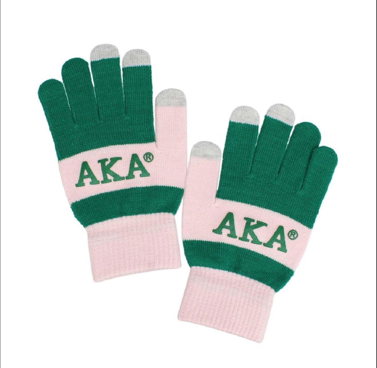 AKA Inspired Gloves Green Finger Touch and Grip Knit Winter Gloves