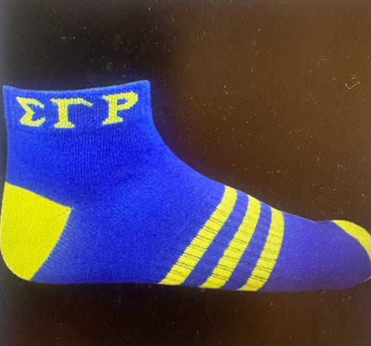 SGRHO Inspired Ankle Socks – Blue W/Gold