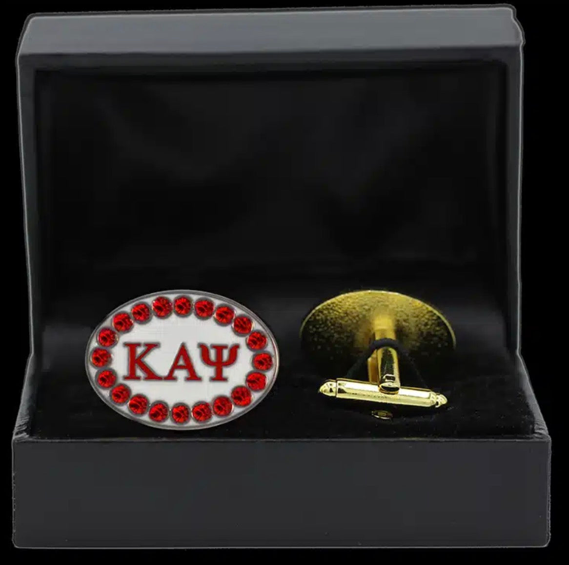 Kappa Alpha Psi Austrian Crystal Cufflinks In Leatherette Box