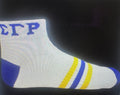 SGRHO Inspired Ankle Socks – White W/Blue & Gold