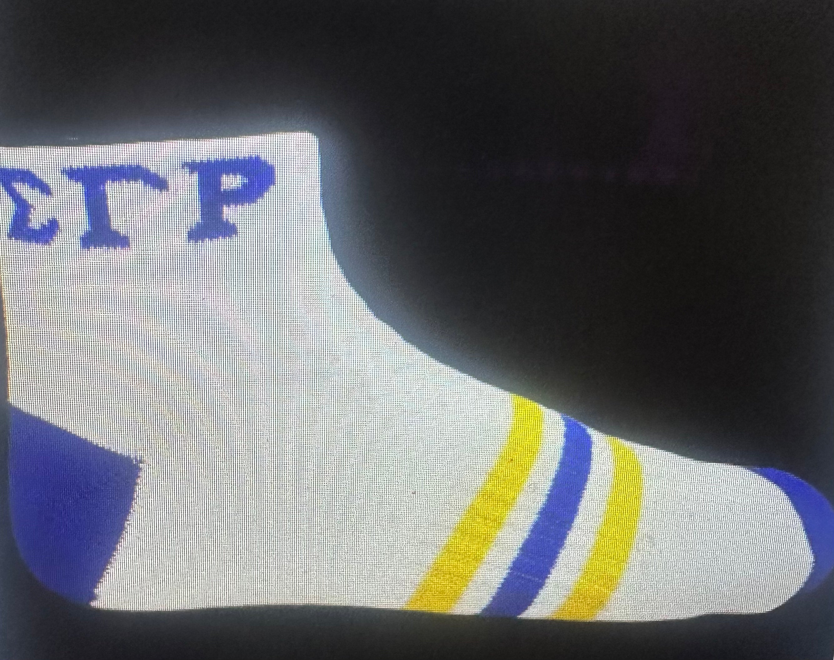 SGRHO Inspired Ankle Socks – White W/Blue & Gold