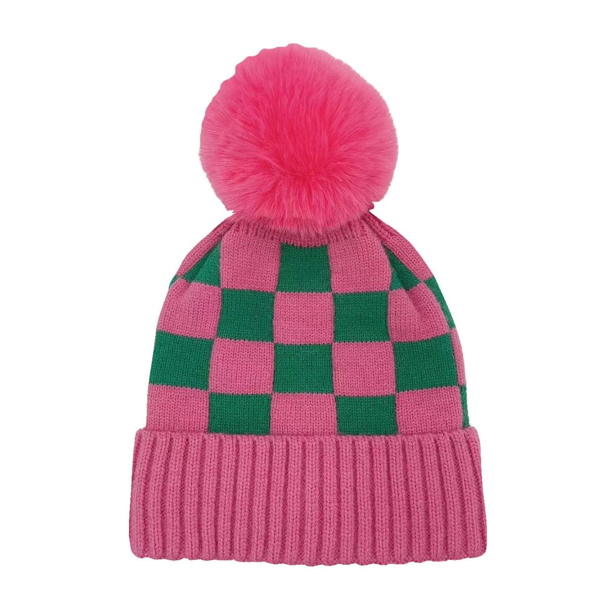 AKA Beanie Hat Alpha Kappa Alpha Sorority Inspired Beanie Hat Checkered Pom Hat for Women