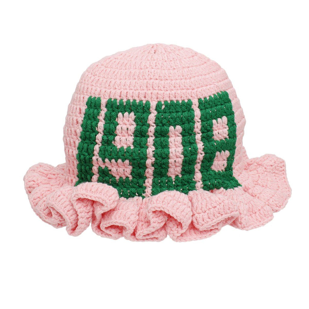 AKA Sorority Inspired Pink Crochet Hat Ruffle 1908 Bucket Hat