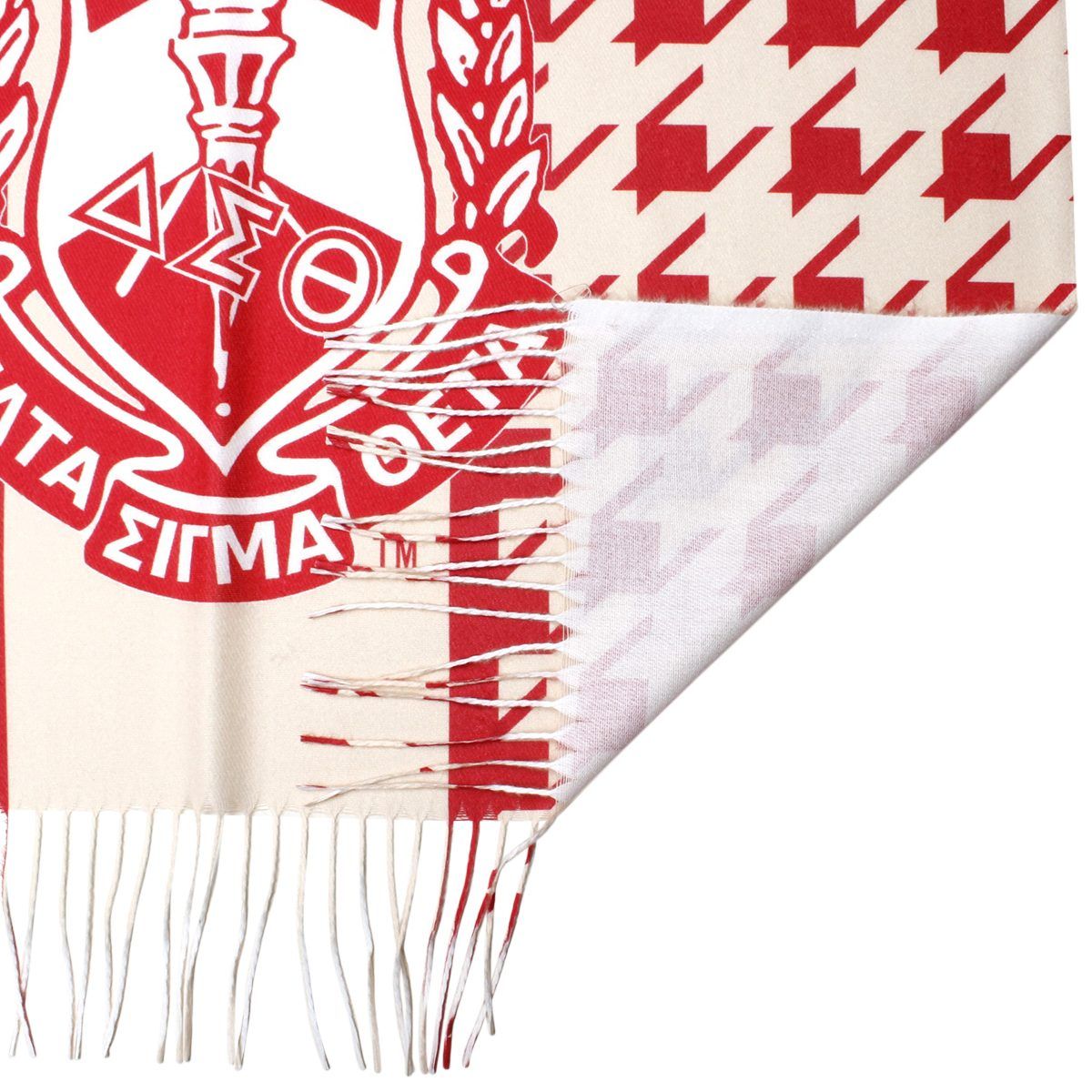 DST Delta Sorority Inspired Scarf Crimson Cream Houndstooth Shawl Scarf