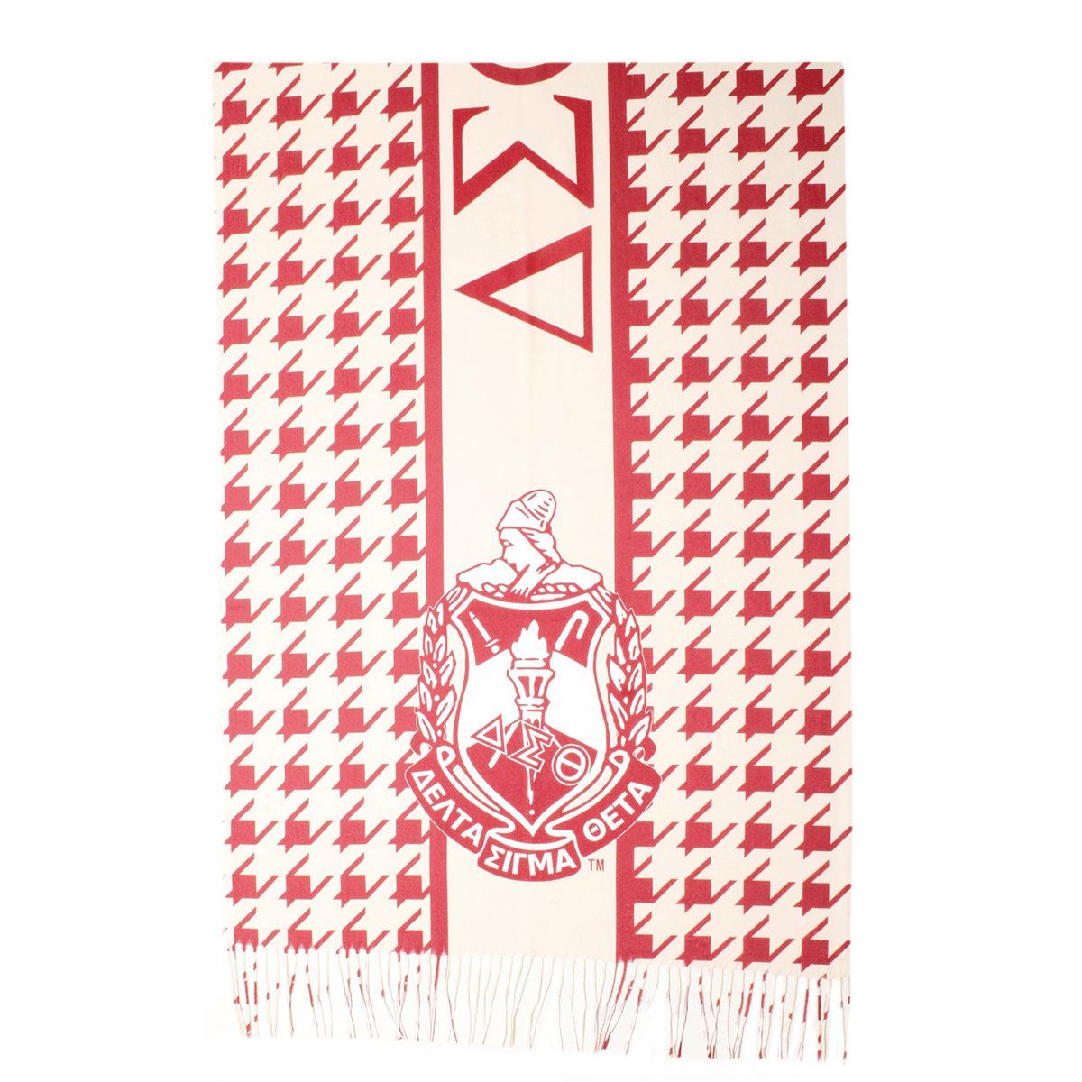 DST Delta Sorority Inspired Scarf Crimson Cream Houndstooth Shawl Scarf