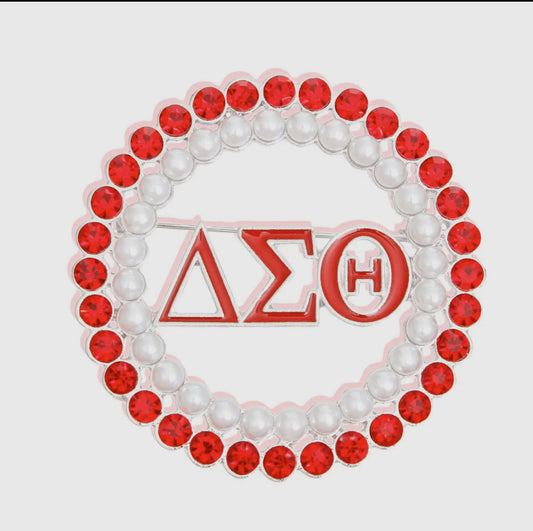 Delta Sigma Theta Inspired Brooch Round Pin