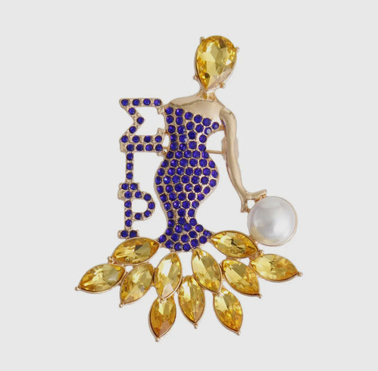 Sigma Gamma Rho Inspired Blue Lady Gold Pin