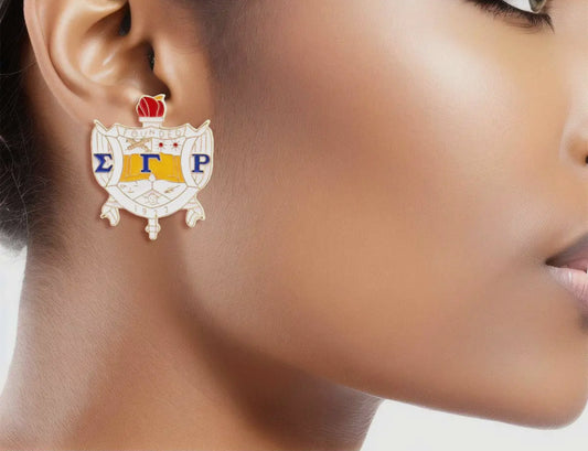 Sigma Gamma Rho Inspired Crest Earring Studs