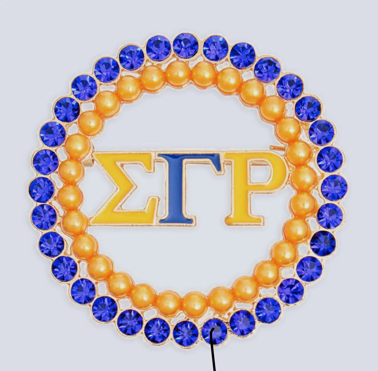 Sigma Gamma Rho Rhinestone Brooch Blue Gold Sigma Pin