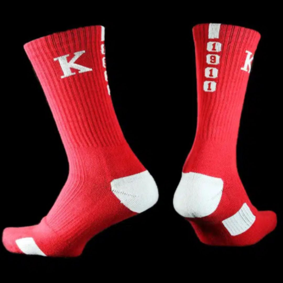 Kappa Alpha Psi Red socks with white accents