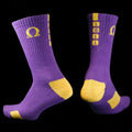 Omega Psi Phi Purple socks with yellow accents 