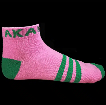 AKA Inspired Socks Pink and Green Ankle