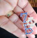 Zeta Phi Beta Inspired Pin Brooch with Bling Rhinestones blue silver trim