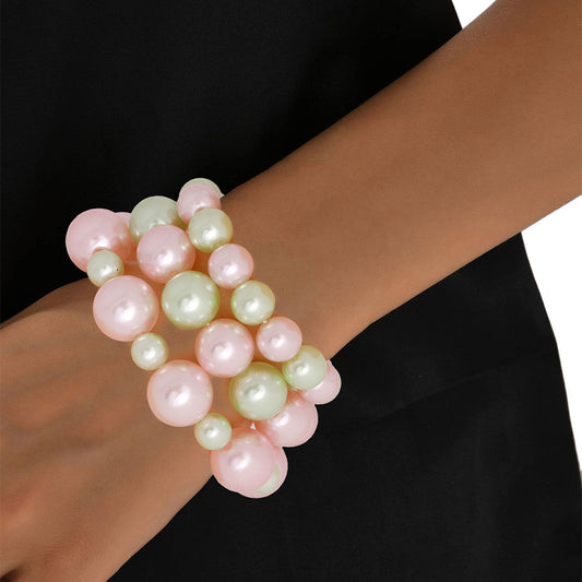 AKA Pink Green Pearls Stretch Bracelet Set Alpha Kappa Alpha