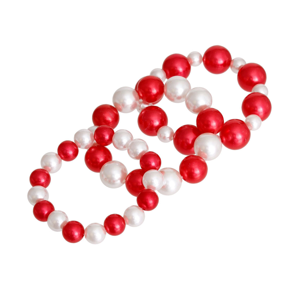 Delta Sigma Theta Red and White Pearl 3 Pcs DST Bracelets|Stretch to Fit