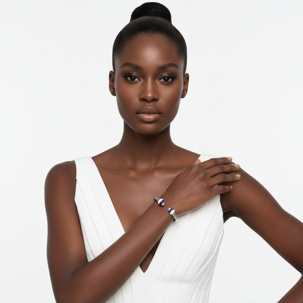 ZPB Thick Cable Classic Silver Bangle Bracelet